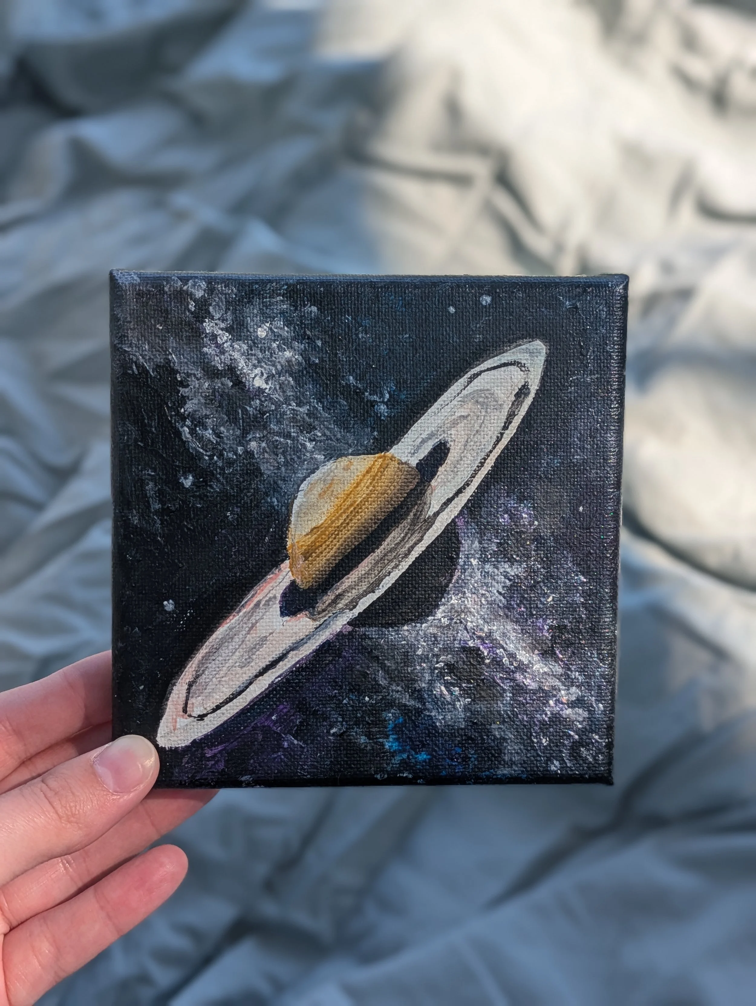Tiny Saturn Painting | original canvas