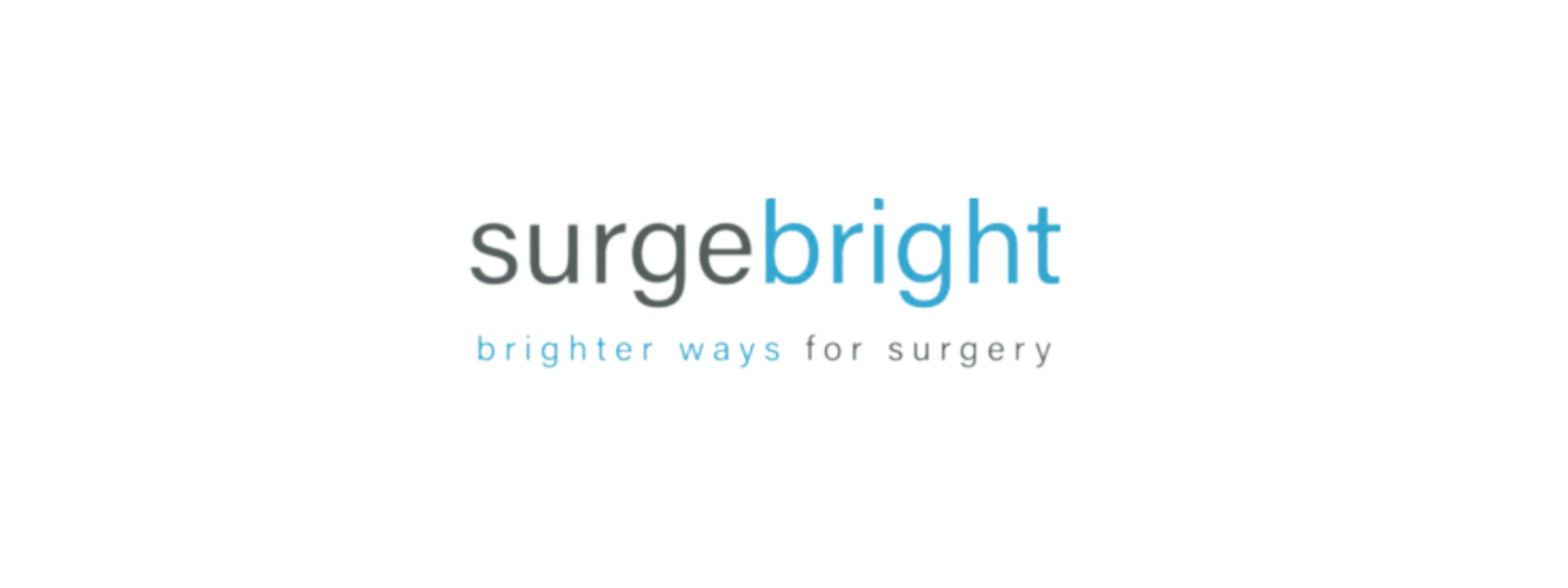 Stylized logo with the words 'surgery' and 'bright' and the tagline 'brighter ways for surgery' in colorful, futuristic font on a black background.