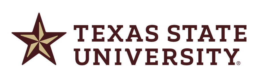 Texas State University logo with a maroon and gold star and the university's name in bold maroon letters.