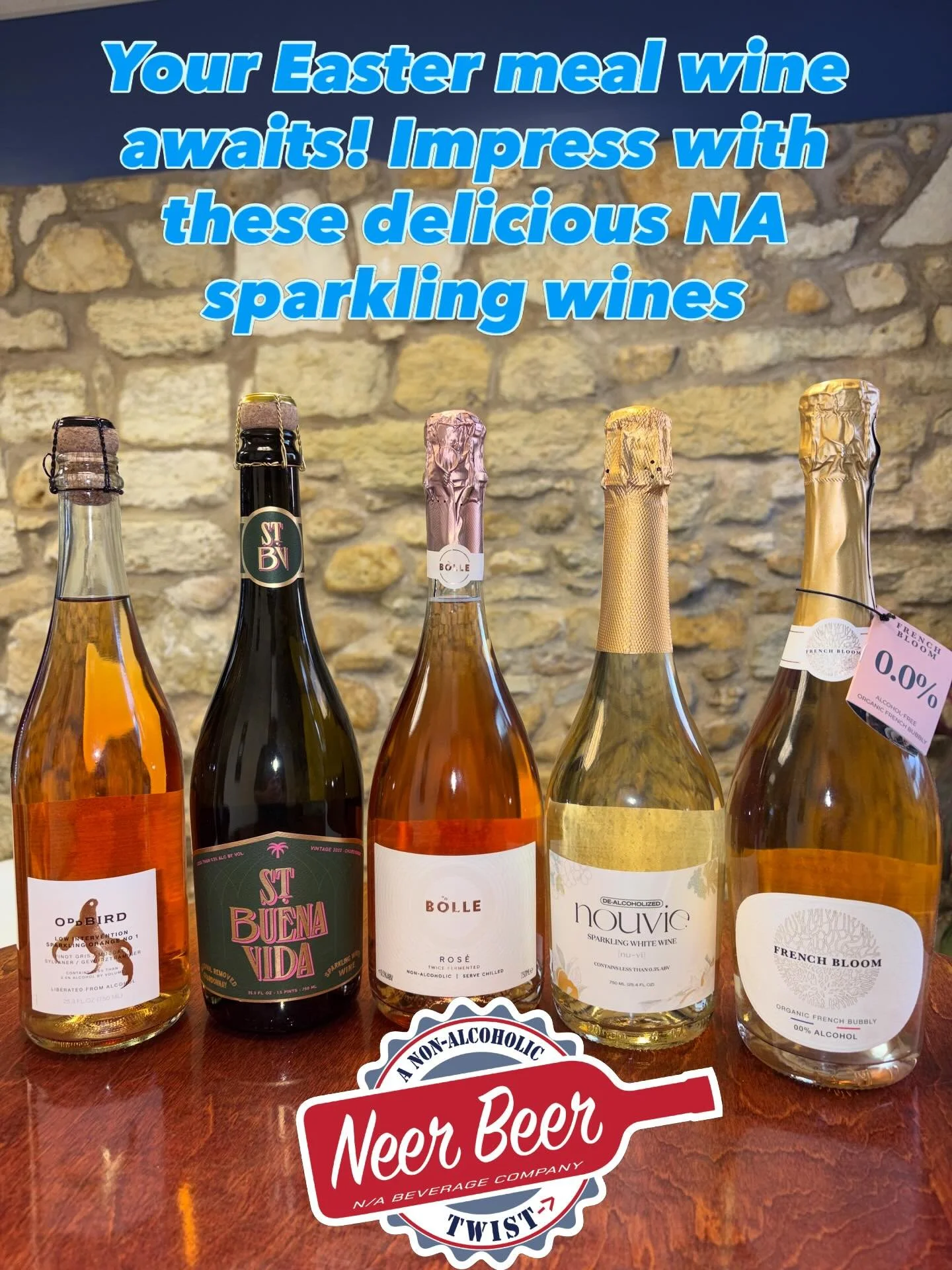 Celebrate your holiday meal with the perfect sparkler for you and your guests. You can find all these winners @ Neer Beer, downtown Wheaton. #easterwine #springwine #nawine #nonalcoholic