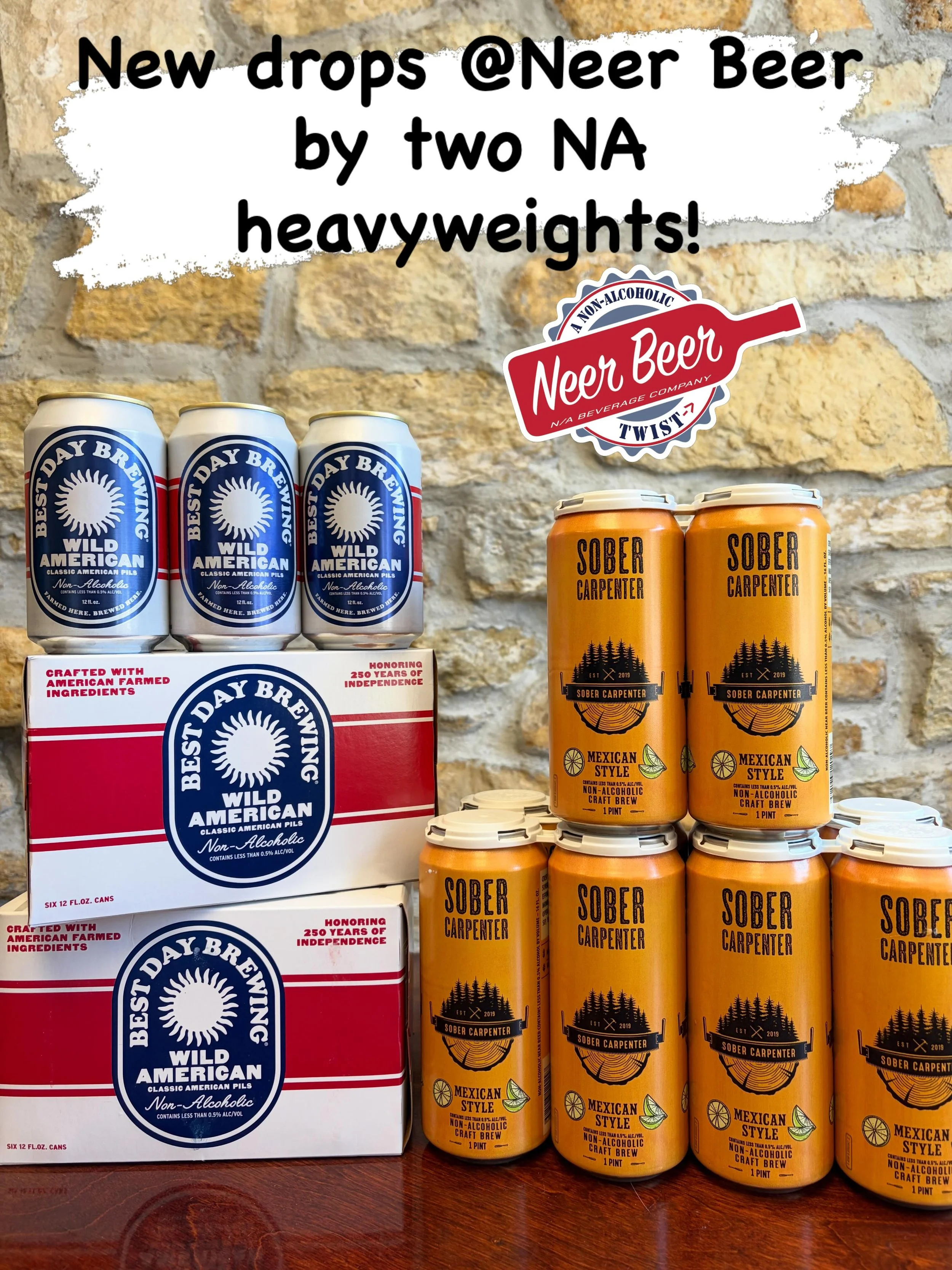 Best Day Brewing&rsquo;s Wild American is a classic pilsner-style lager clocking in at only 33 calories, while Sober Carpenter&rsquo;s Mexican Style is the perfect cerveza for those warm days ahead. #nabeer #nonalcoholic #nonalcoholicbeer