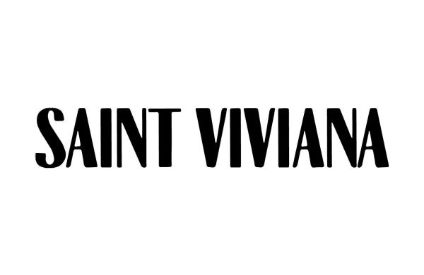 Logo for Saint Viviana Non Alcoholic Wine Available at Neer Beer Beverage Company. Black text that reads 'Saint Viviana' on a white background.