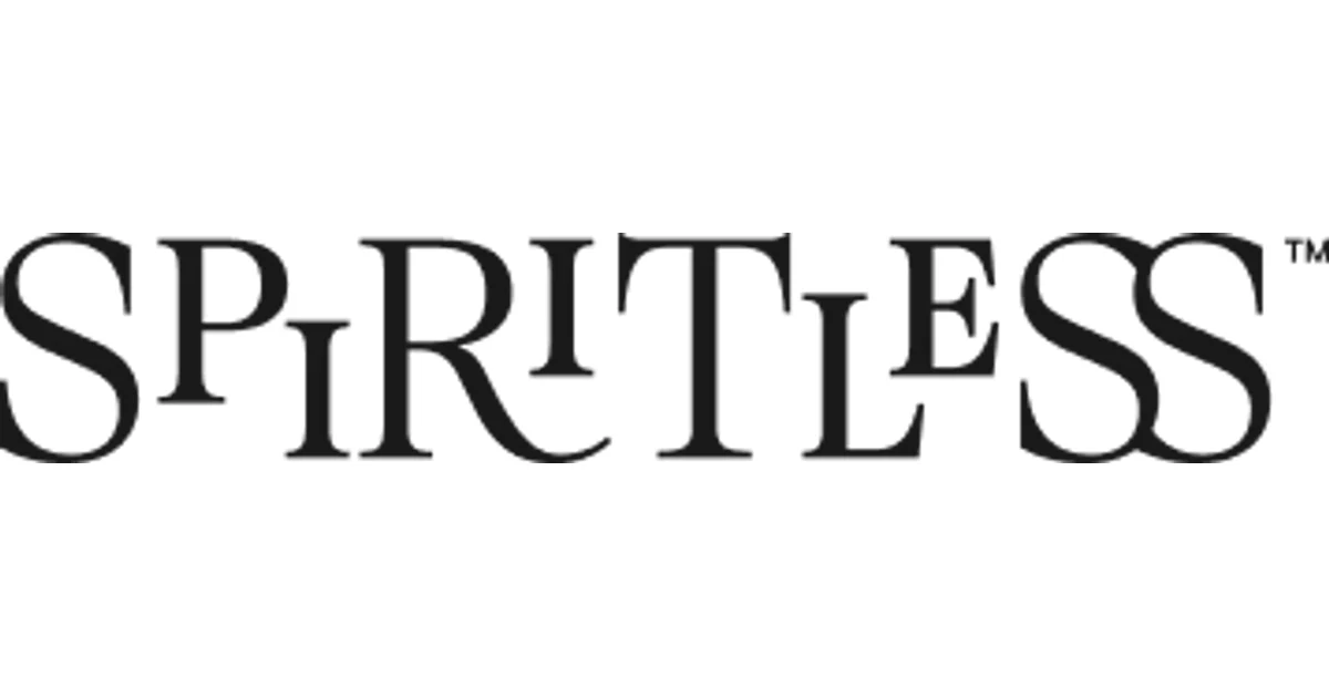 The word "SPIRITLESS"  in black serif font on a white background logo. Available at Neer Beer Beverage Company