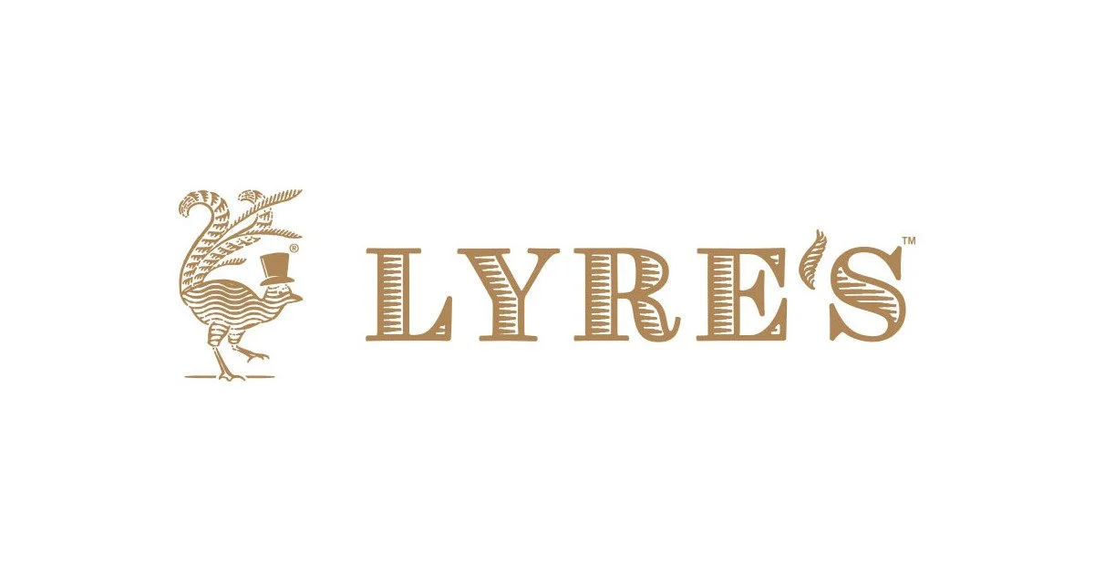 Lyre's logo featuring a stylized bird wearing a top hat and the brand name in brown lettering. Available at Neer Beer Beverage Company