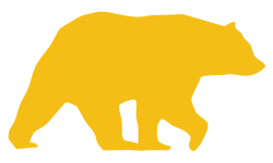 Silhouette of a bear in yellow.