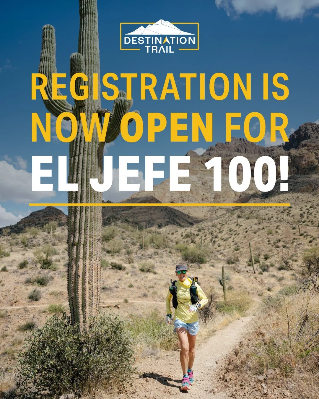 El Jefe 100 registration is NOW OPEN &mdash; and if you're the kind of person who looks at 105 miles of remote Sonoran Desert singletrack and thinks "sounds like a blast," this one's for you.⁠
⁠
The course is point-to-point through saguaro,