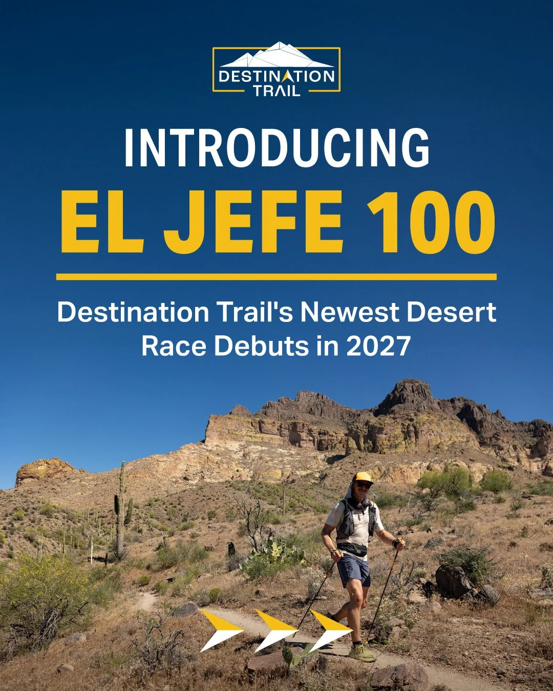Towering saguaros. Endless desert sky. A landscape so wild it feels like the rest of the world doesn't exist.⁠
⁠
That's the description of our newest race, the El Jefe 100, taking place on April 3 &amp; 4. If you register now on @ultrasignup, it can 