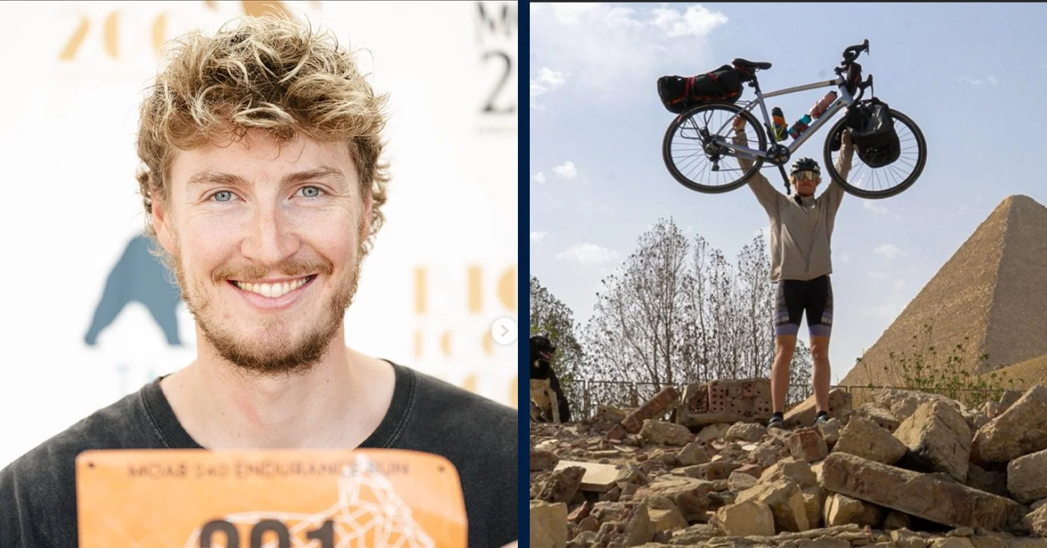 Runner Nick Pelletier before Moab and on a bikepacking trip