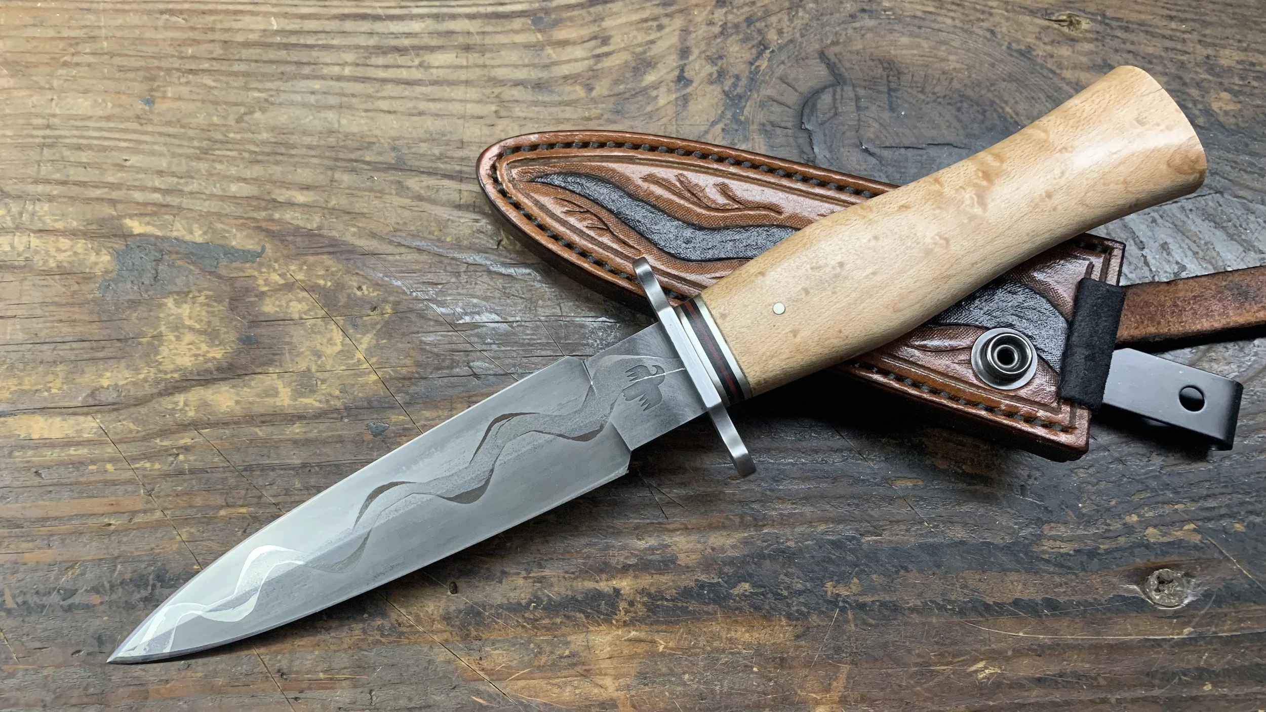 Canister Damascus Boot Knife