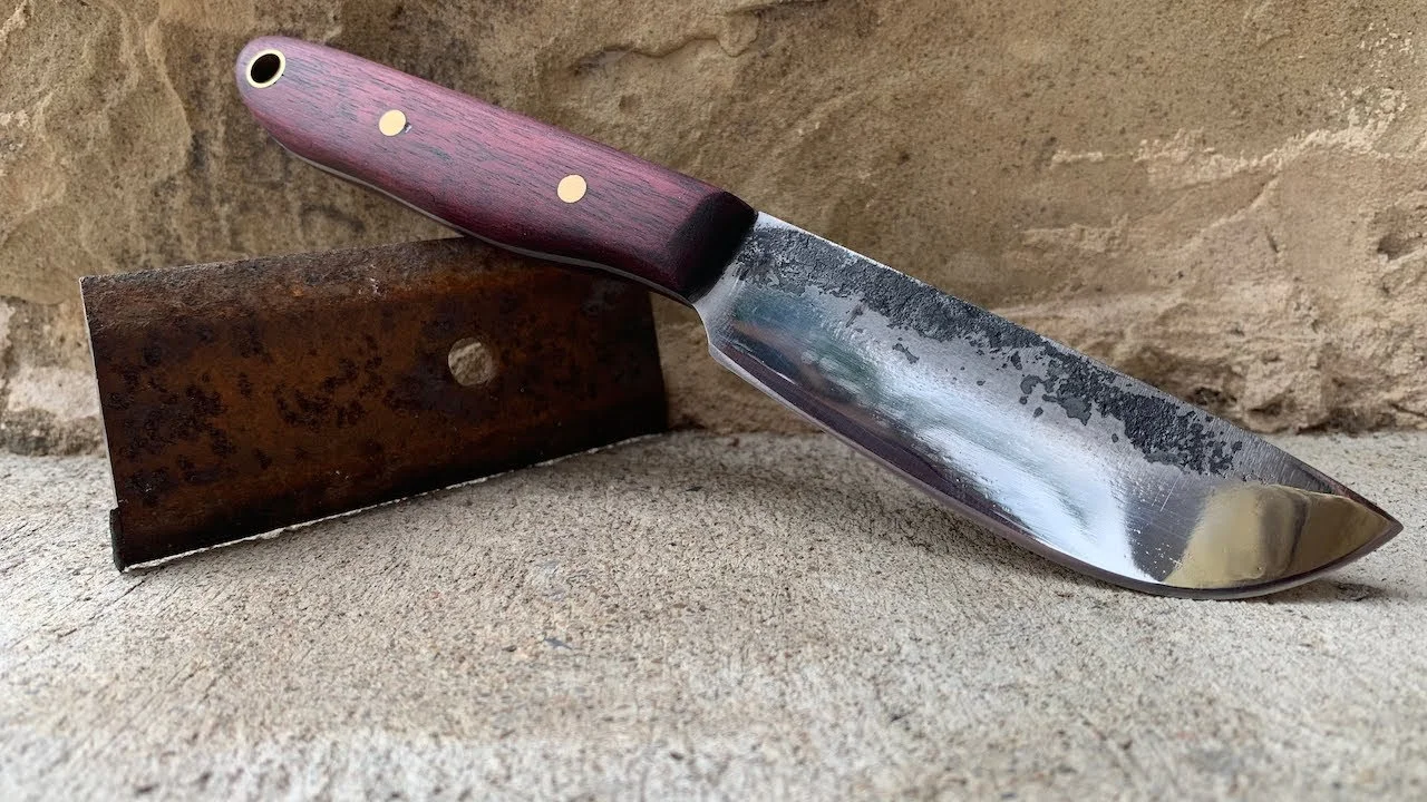 A skinning knife made from leaf spring.