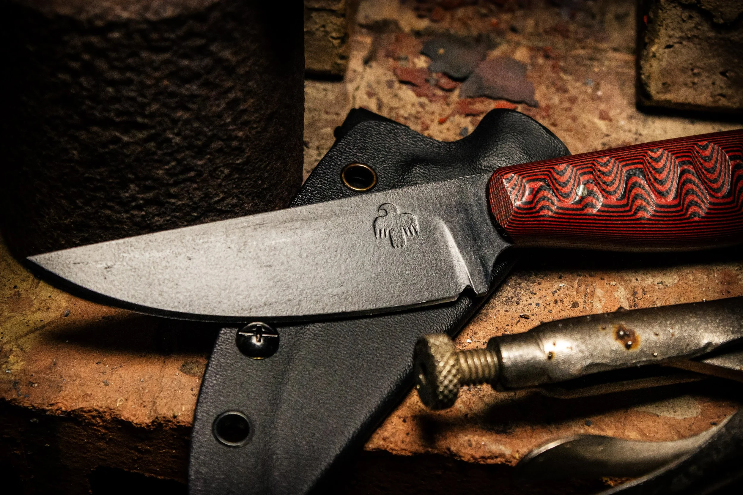 Close-up of a fixed-blade EDC knife at 66Forge.com