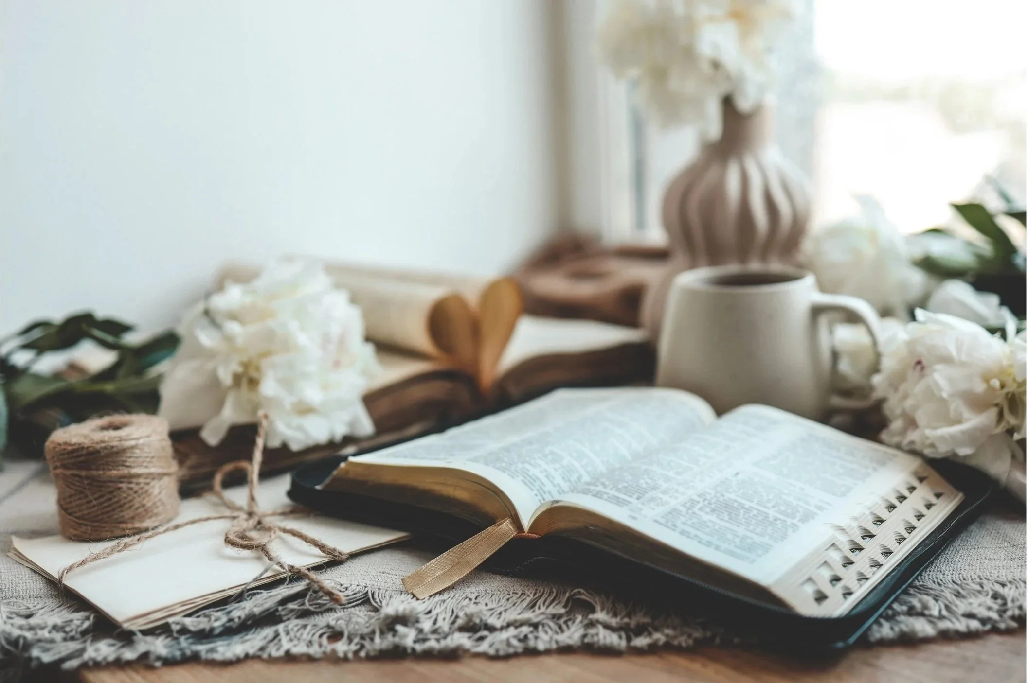 Bible and coffee in therapy office in Mesa, Arizona.