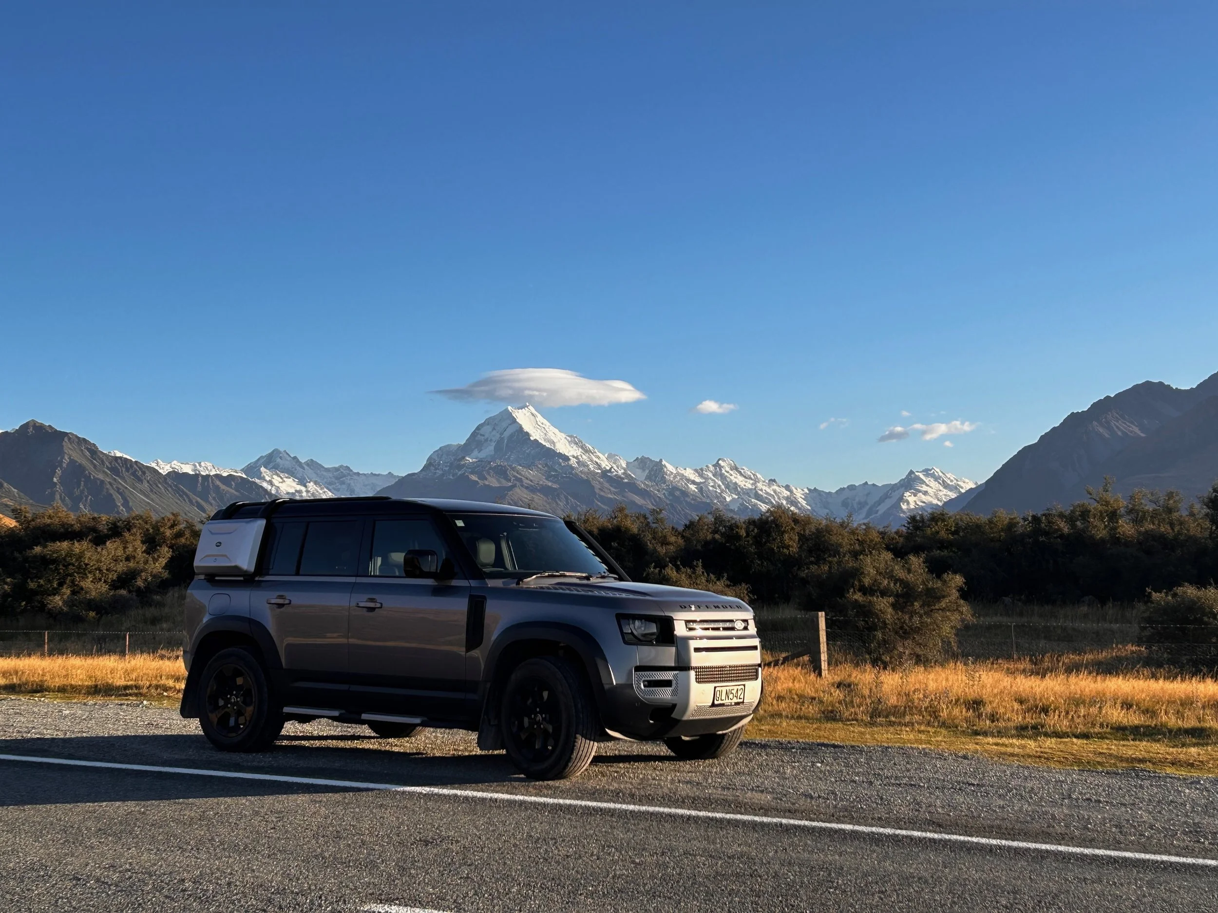 New Zealand Private Tours Landrover Defender on a private tour at Mt Cook