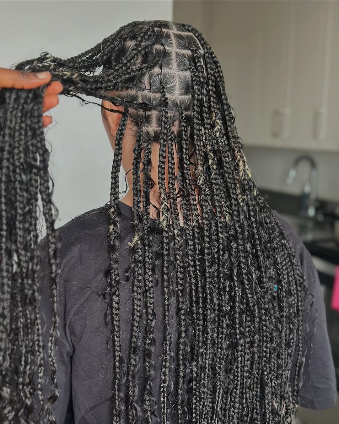 Smedium knotless braids with styled Edges✨