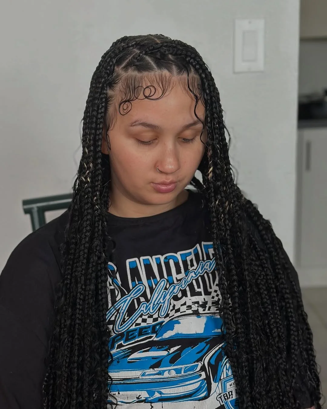 Smedium knotless braids with styled Edges✨