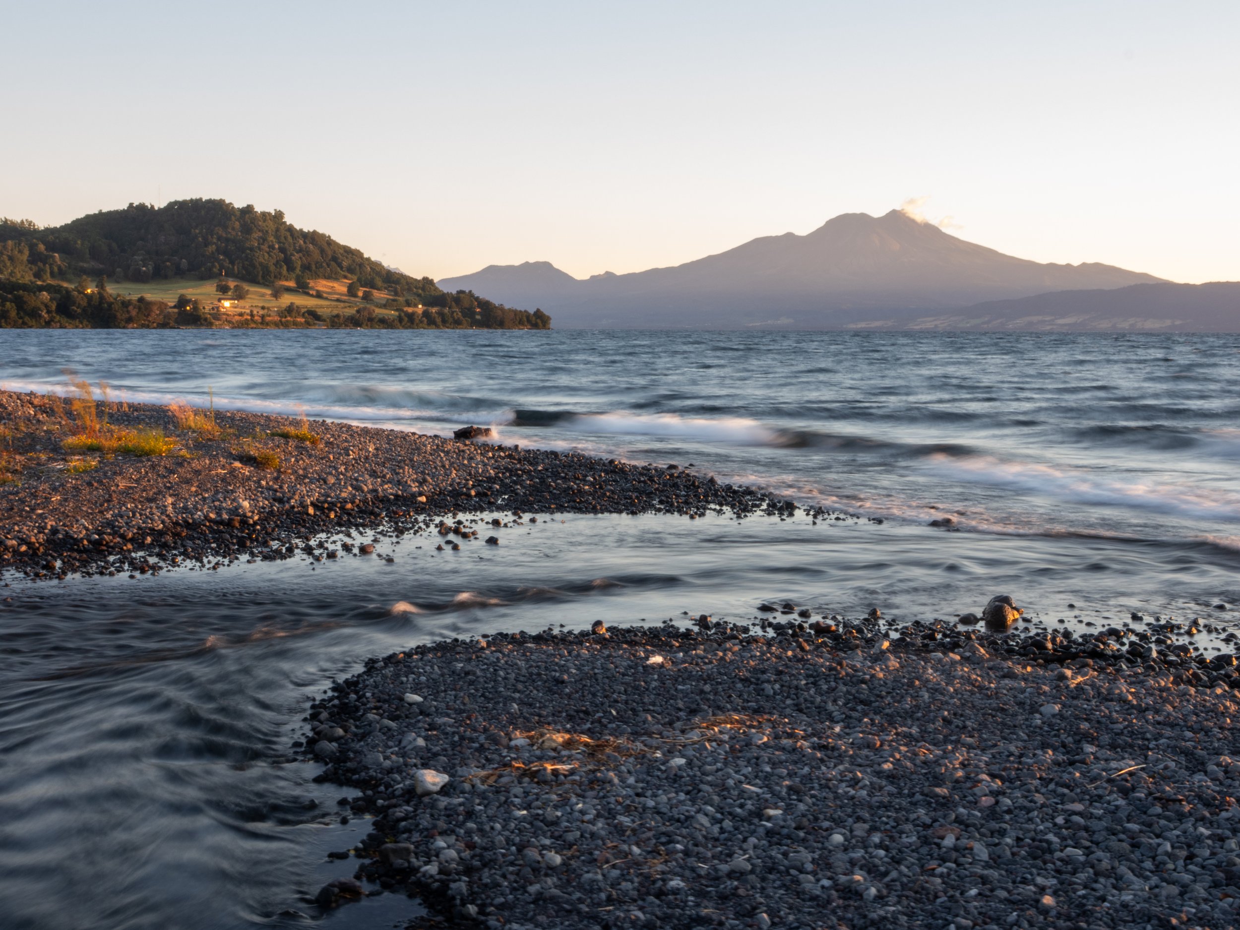 Sunset on Lago Llanquihue, looking southwest from Playa Ensenada.