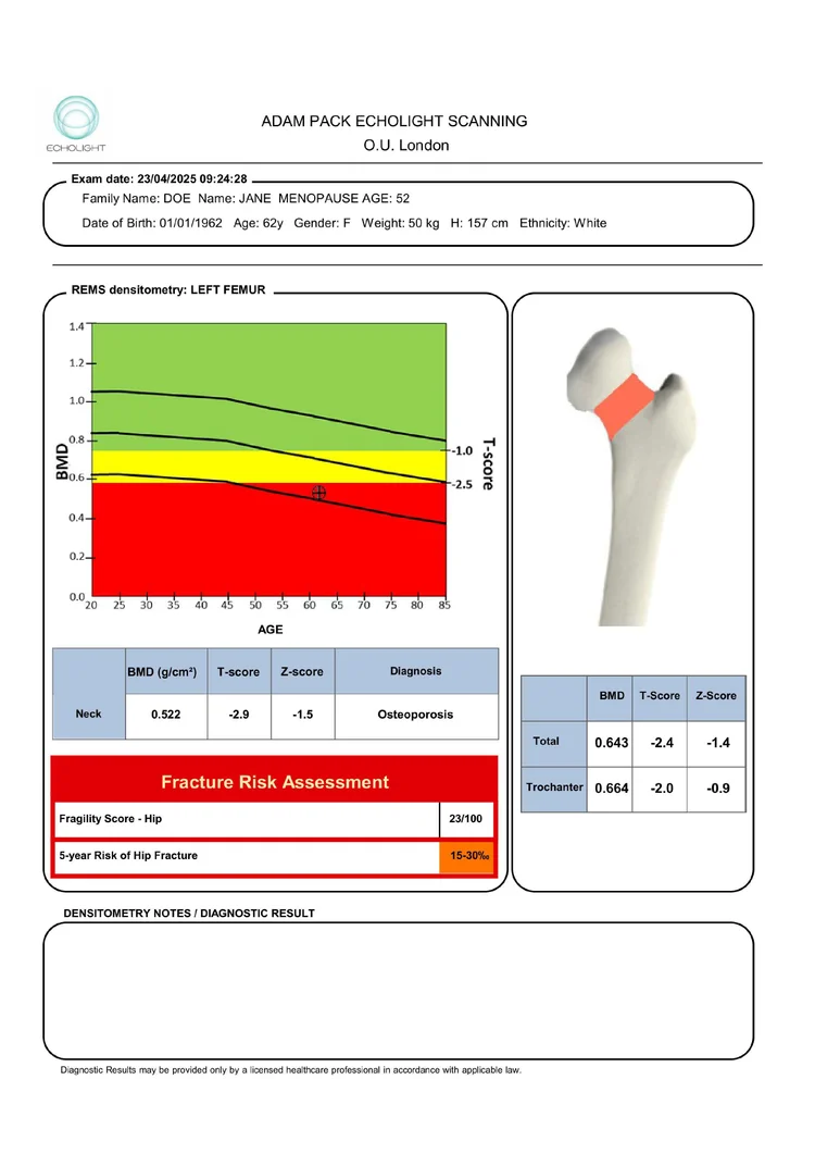 REMS report image preview - low bone density example