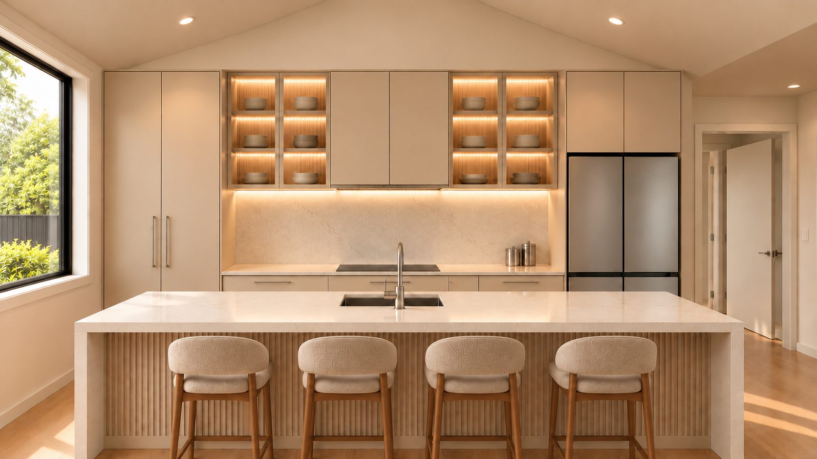 Scandinavian Kitchen with Four Stools.png