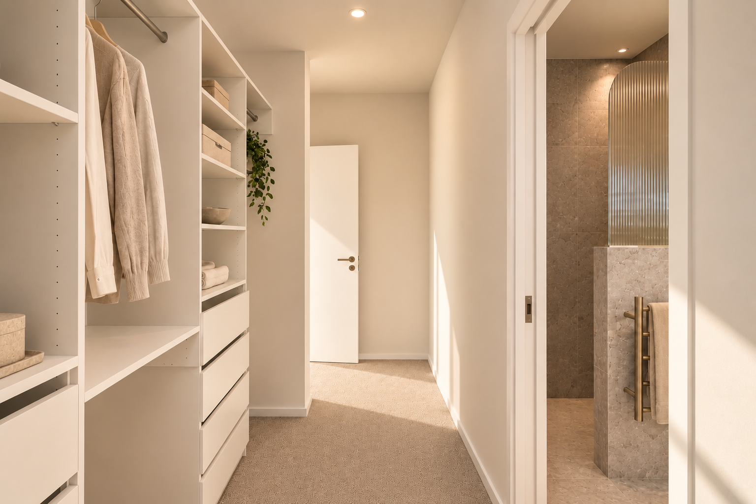 Warm Minimalist Walk-In Closet Hallway.png