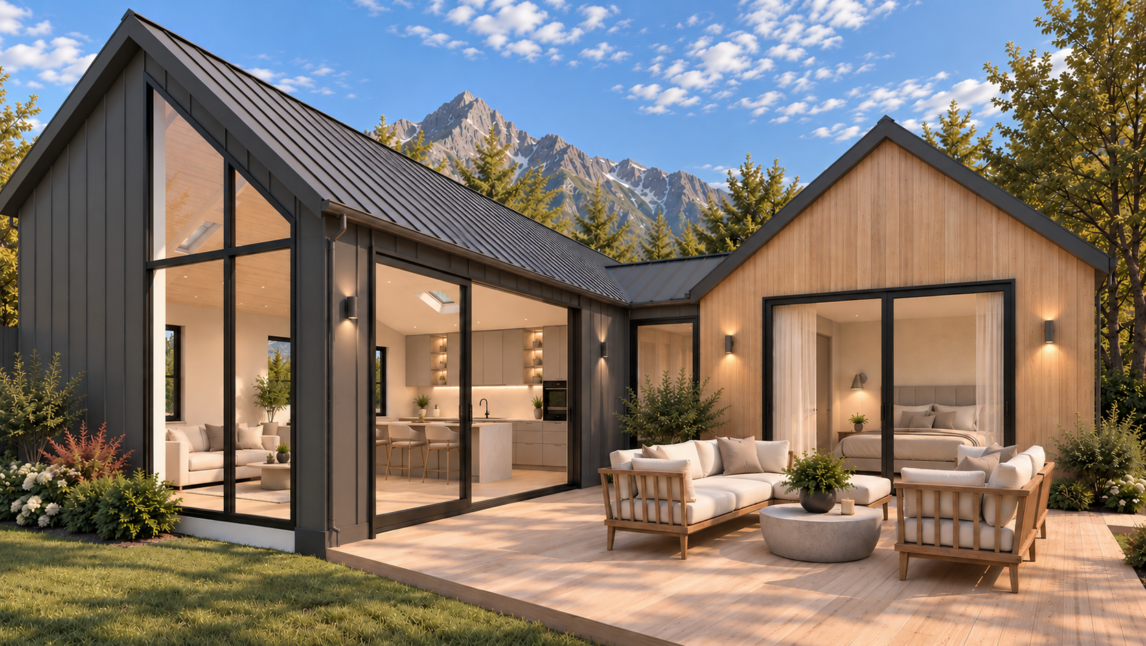 Contemporary Mountain Cabin in Matte Grey Metal.png