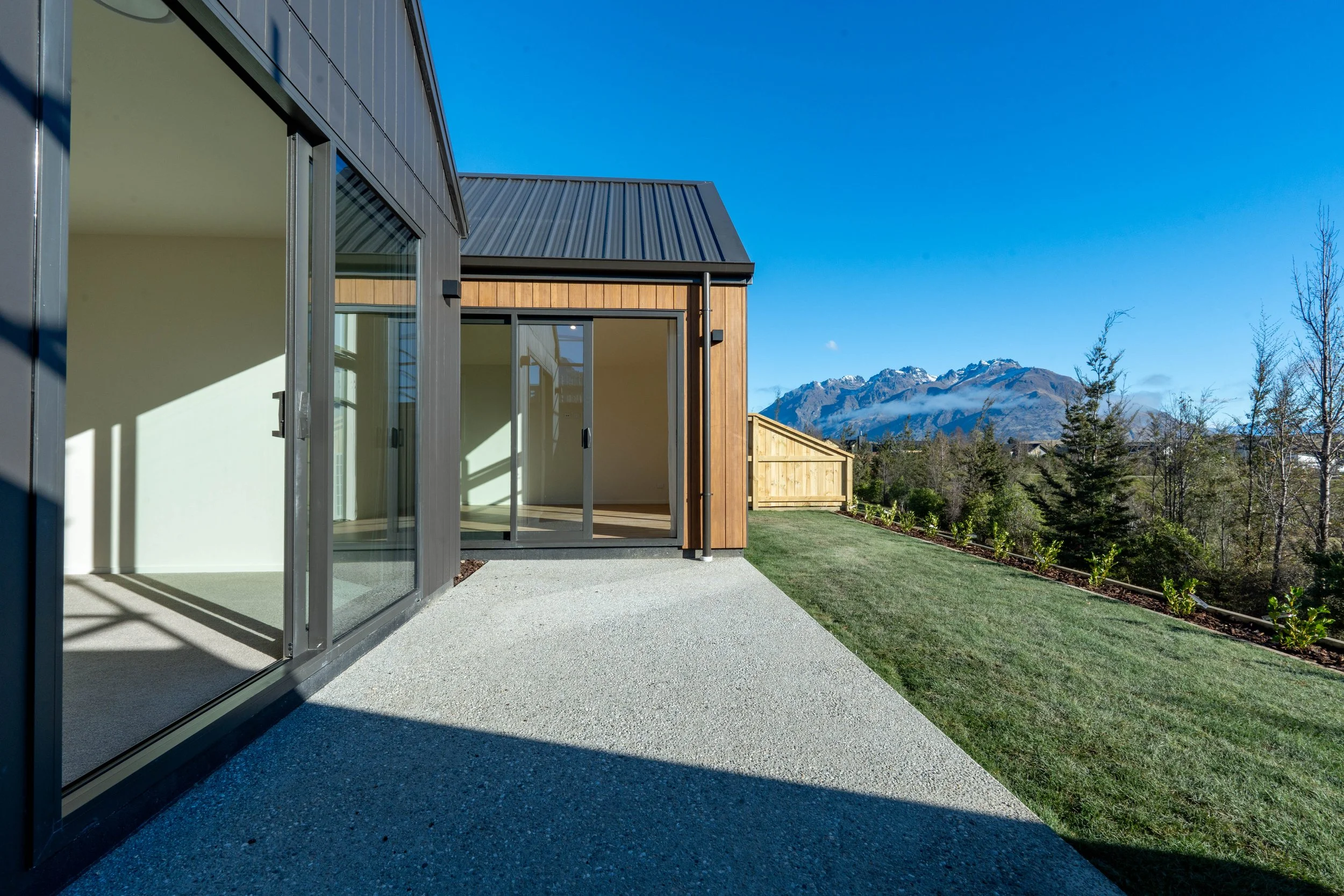 Modern new build in Hanley's Farm, Queenstown showcasing custom timber cladding, quality craftsmanship and contemporary residential construction by Adept Carpentry.
