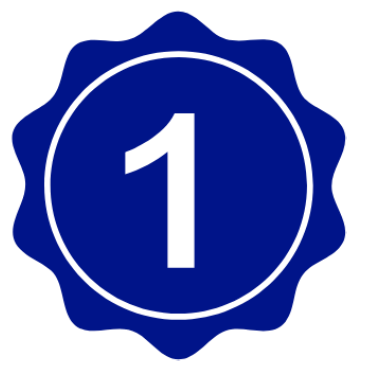 Blue icon of a #1