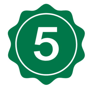 A green icon of a #5