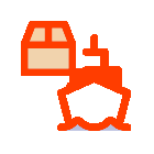 Red container ship icon