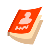 Red icon of a book