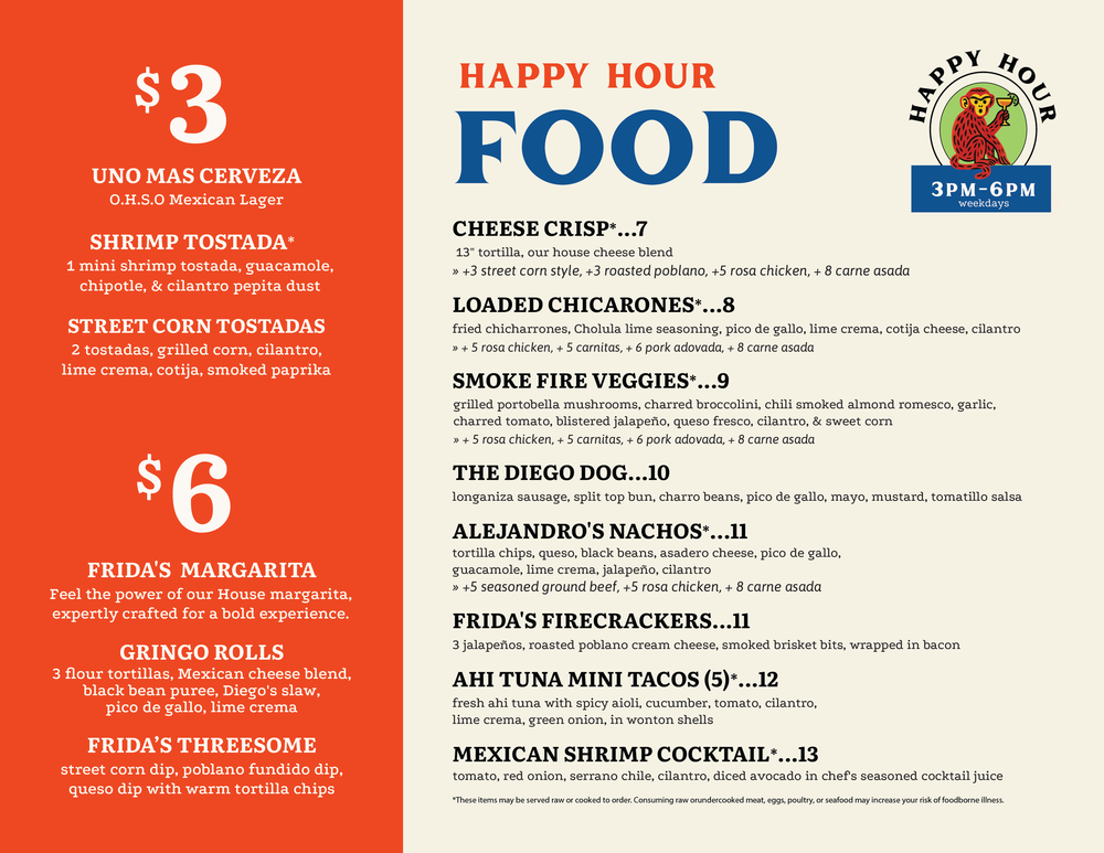 Happy Hour Menu page 1