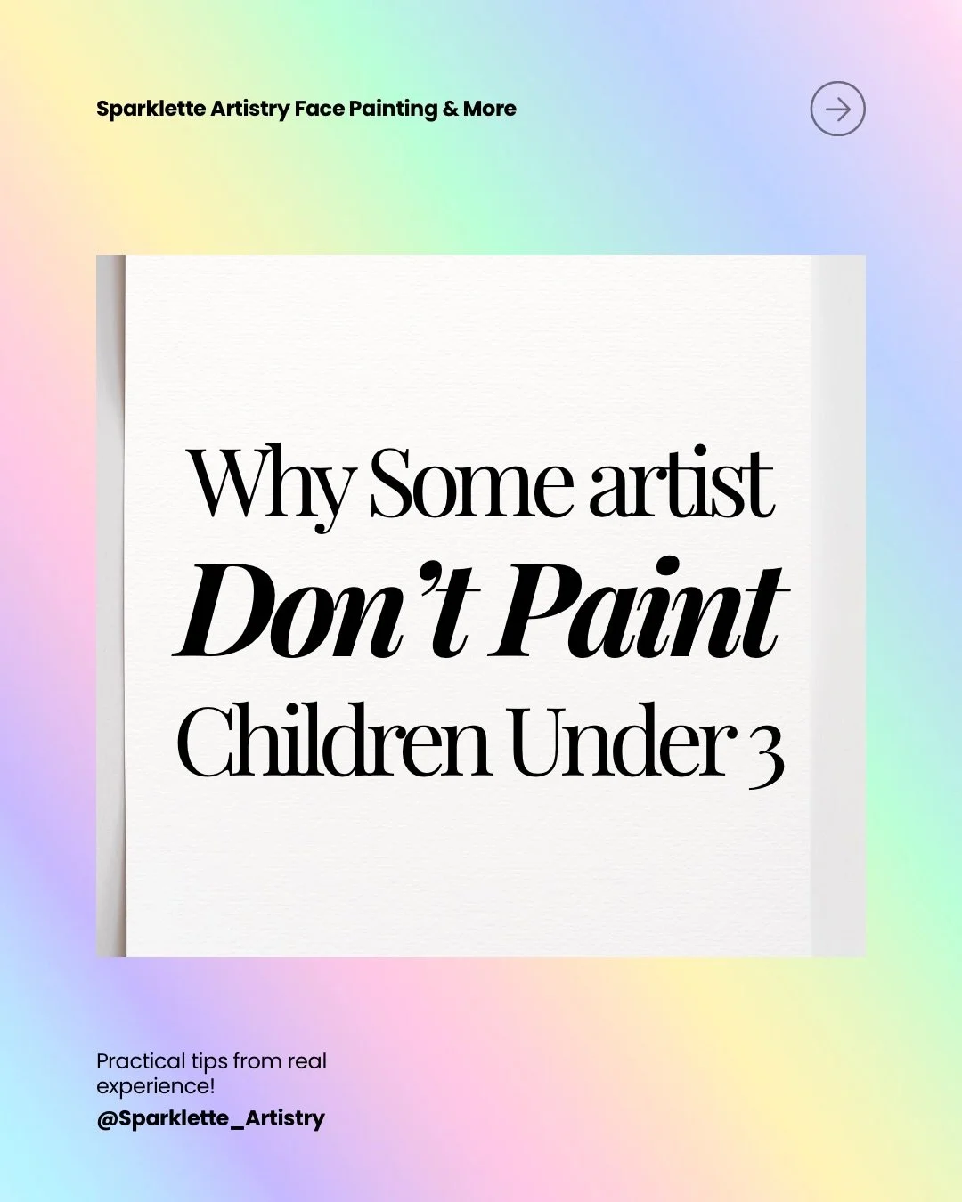 One of the questions we get most often is:

&ldquo;Why don&rsquo;t you paint children under 3?&rdquo;

The answer is simple: safety and comfort.

While our products are professional, cosmetic-grade, and skin-safe when used as directed, most face pain