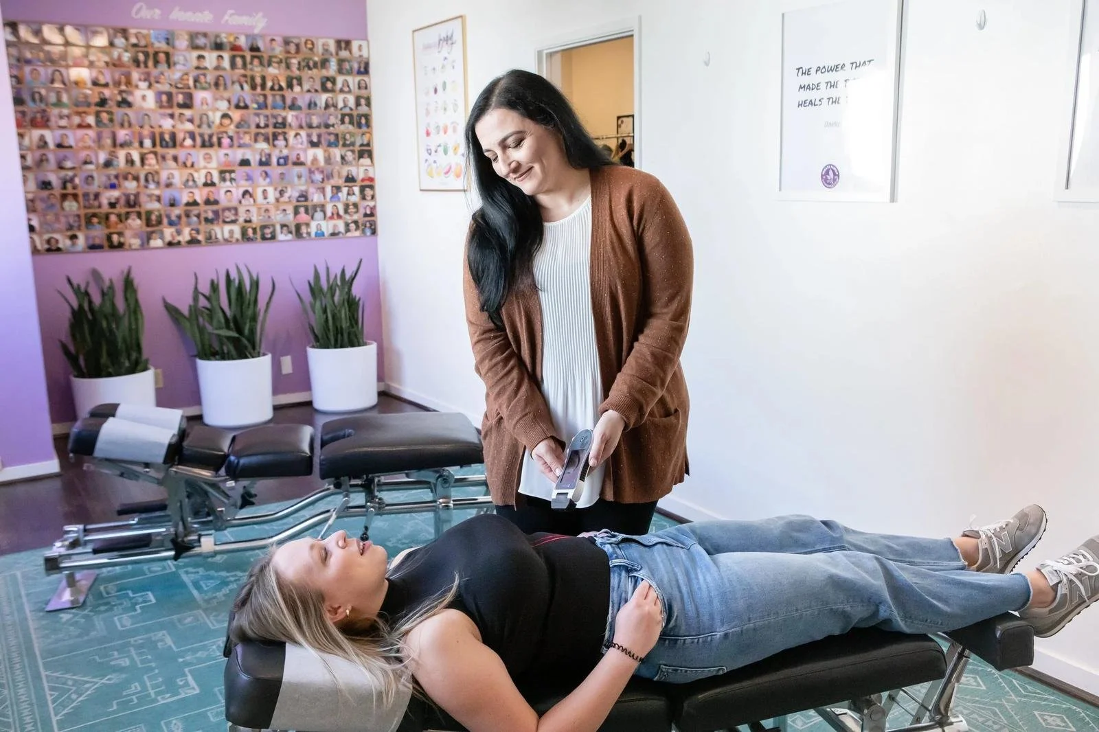 Cold laser therapy session at Innate Family Chiropractic Pasadena CA — patient receiving non-invasive treatment.