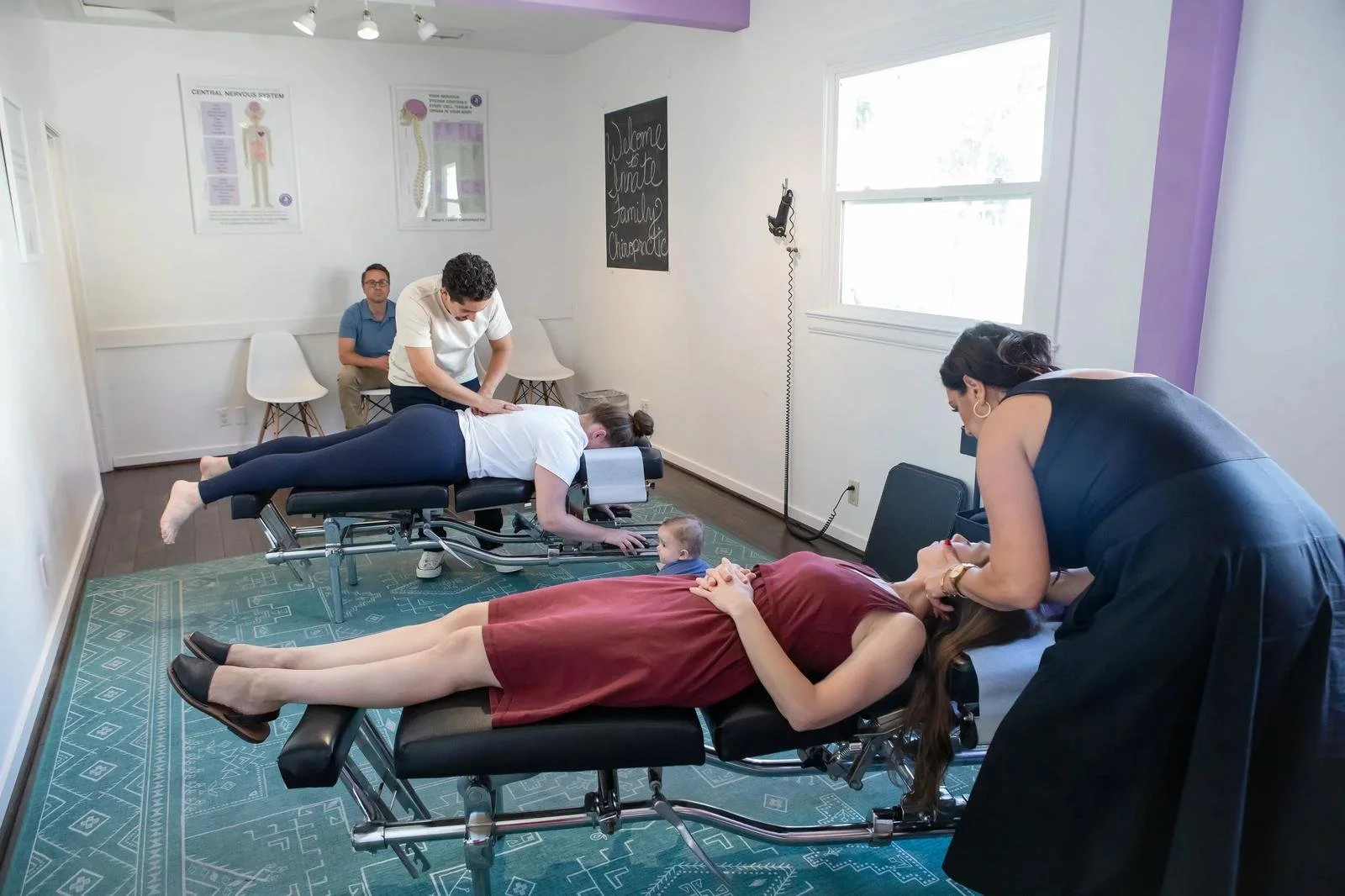 Chiropractic treatment for headache relief at Innate Family Chiropractic Pasadena CA — wider room view.