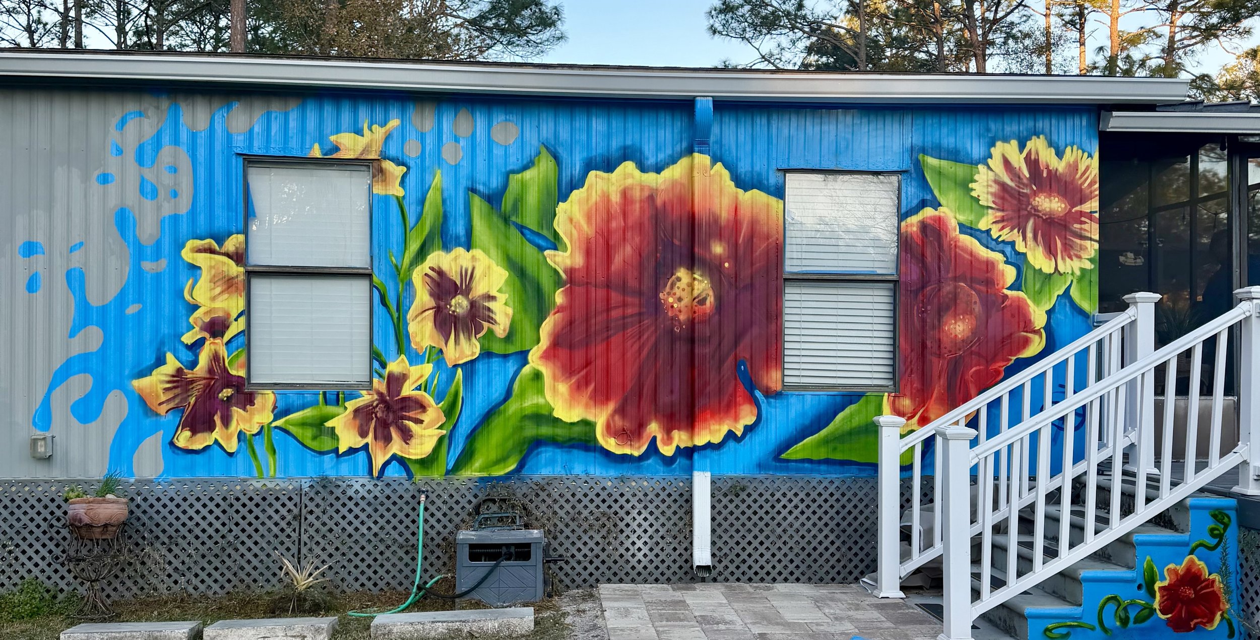Private Mural - Florida Wildflowers | St. Augustine, FL. | 18 ft x 8 ft | Spray Paint | 2026