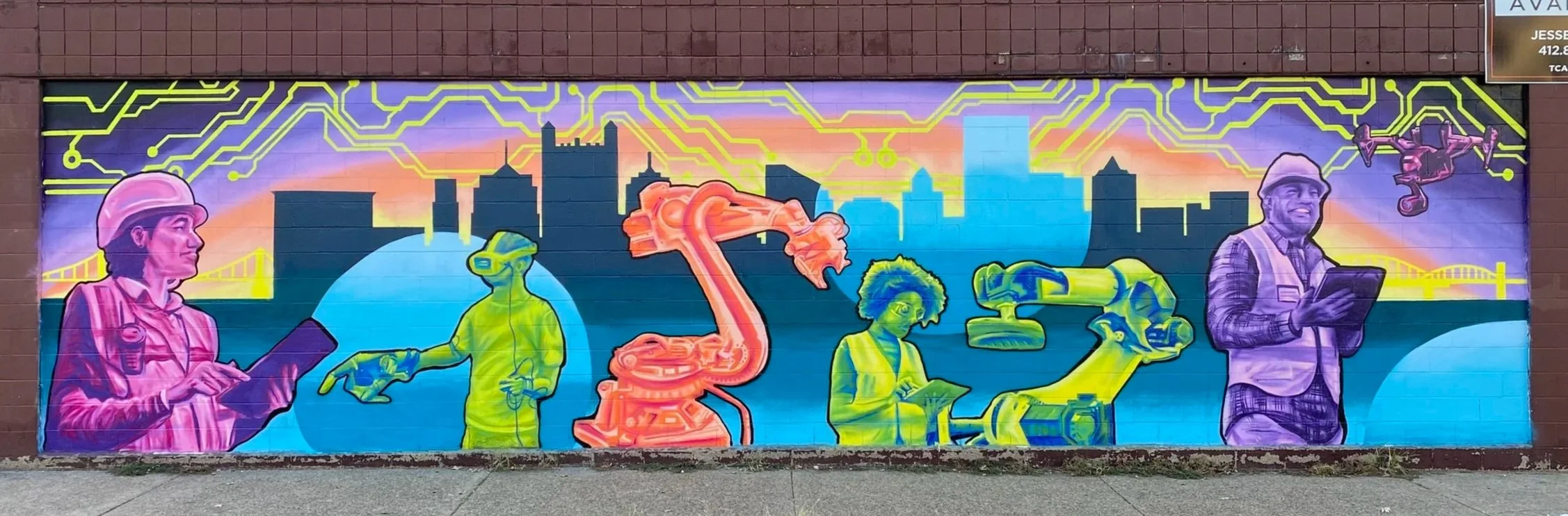 New Economy Collaborative Mural | Pittsburgh, PA. | 40 ft x 10 ft | Spray Paint | 2025