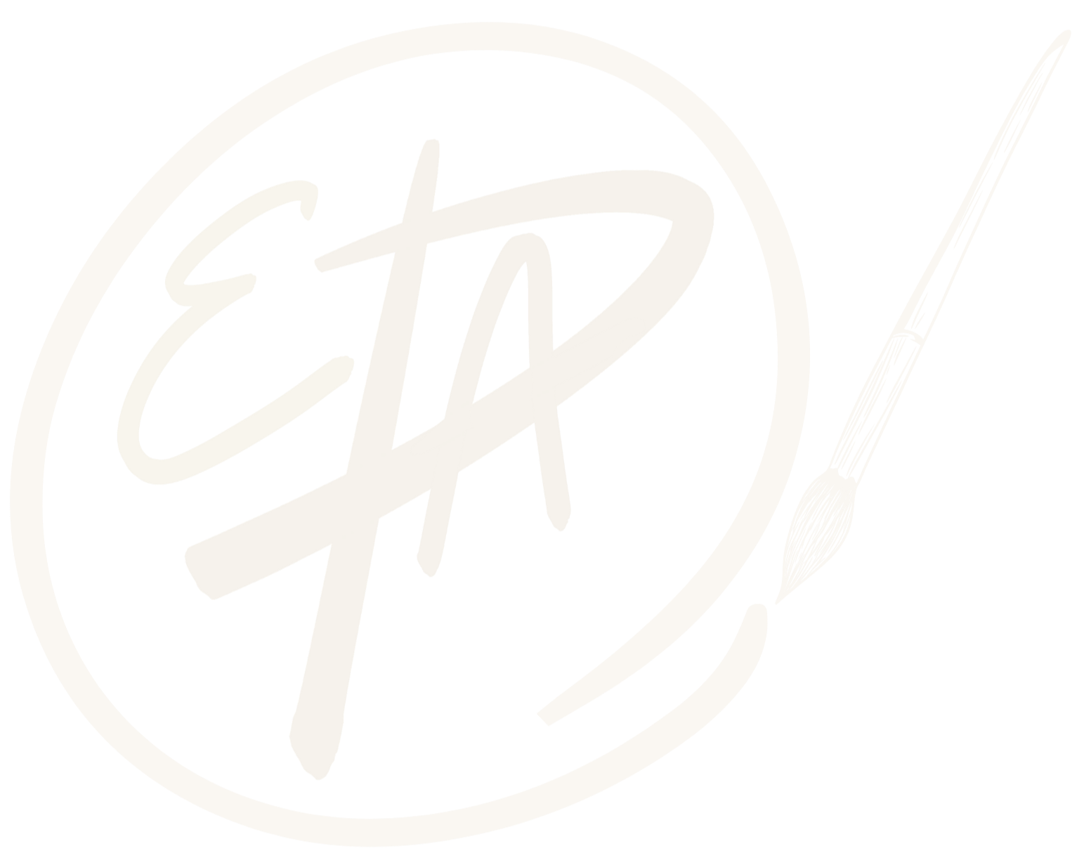 Logo for Art by Emily Paige, which depicts the letter E, P, and A for Emily Paige Armstrong