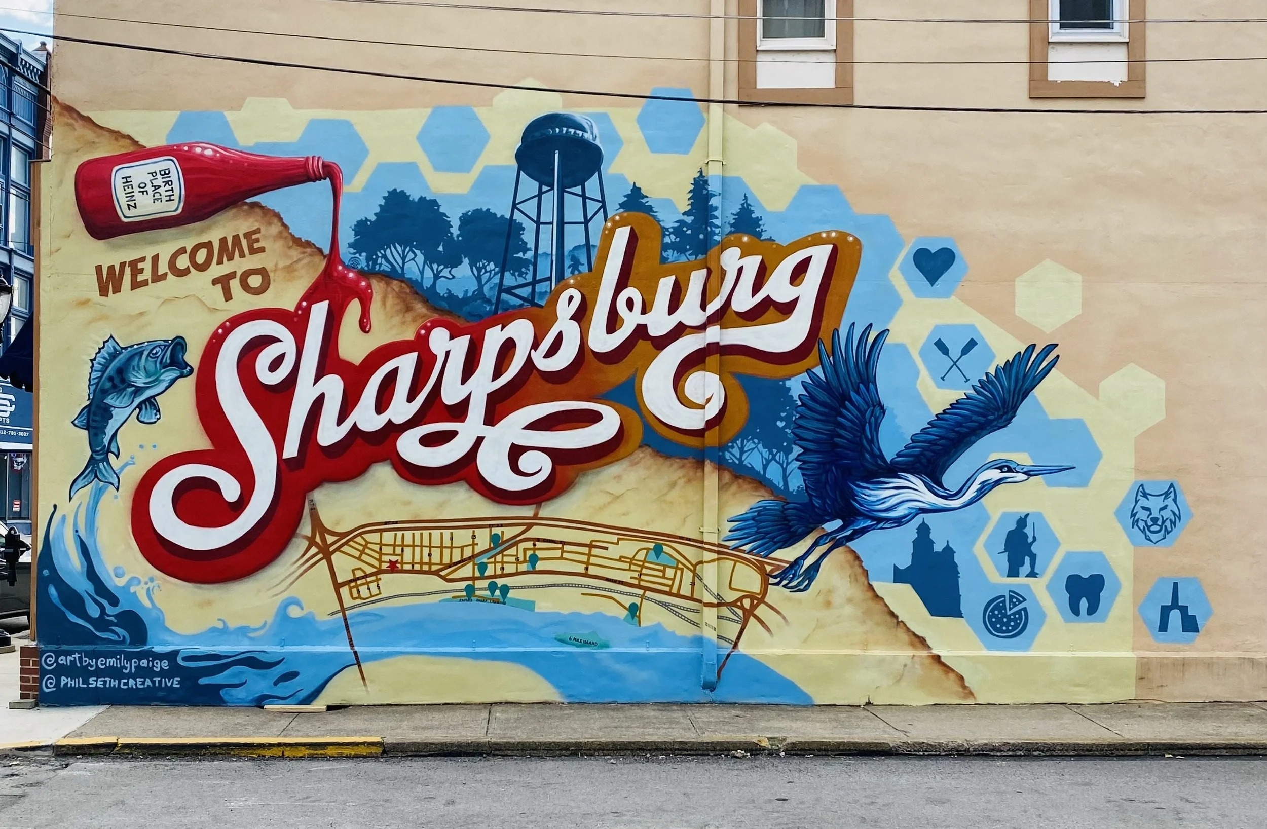 Welcome to Sharpsburg Mural | Sharpsburg, PA. | 23 ft x 18 ft | Spray Paint | 2024