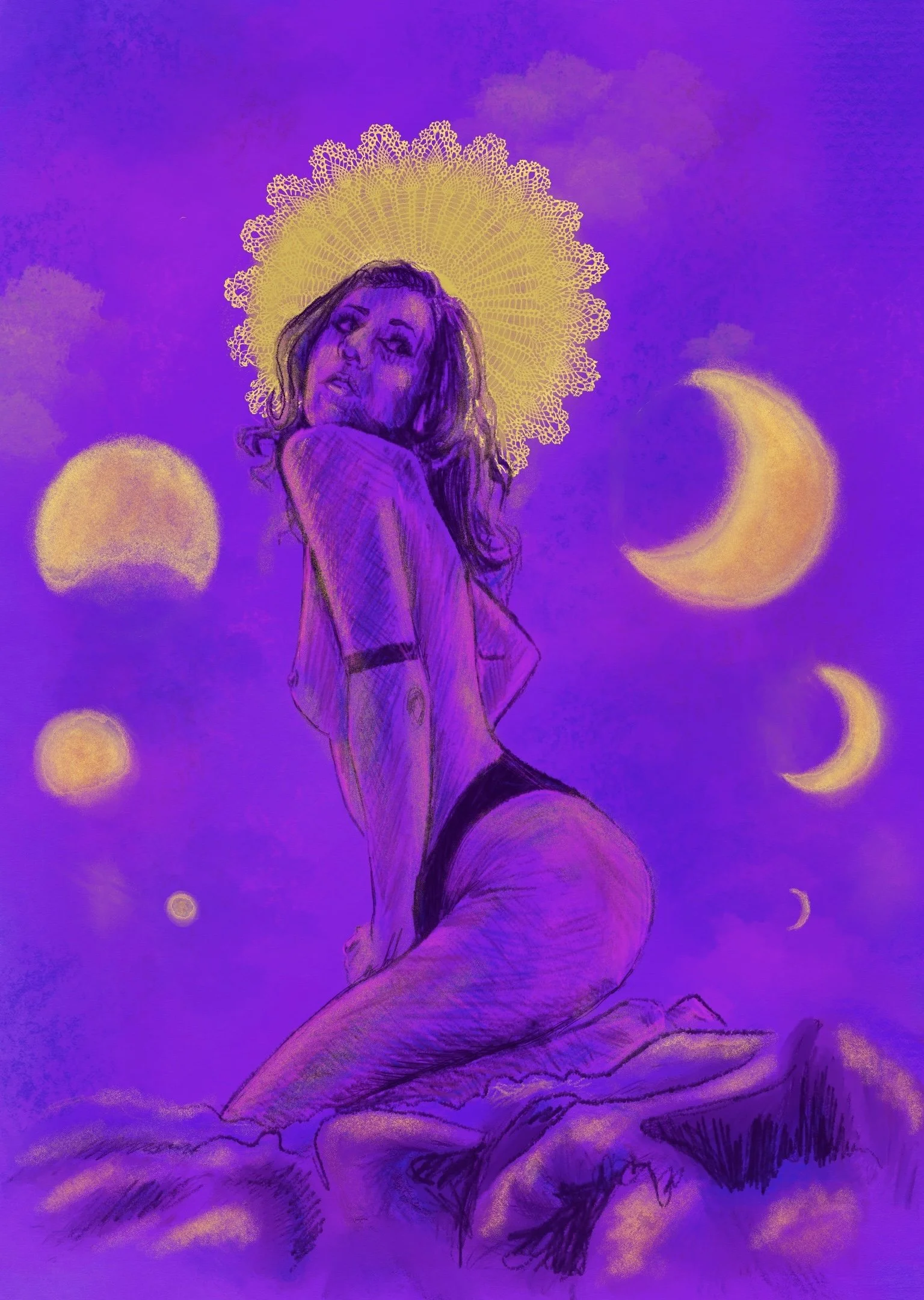 Phases of Woman, a digital painting that explores the identity of queer women and spirituality. 