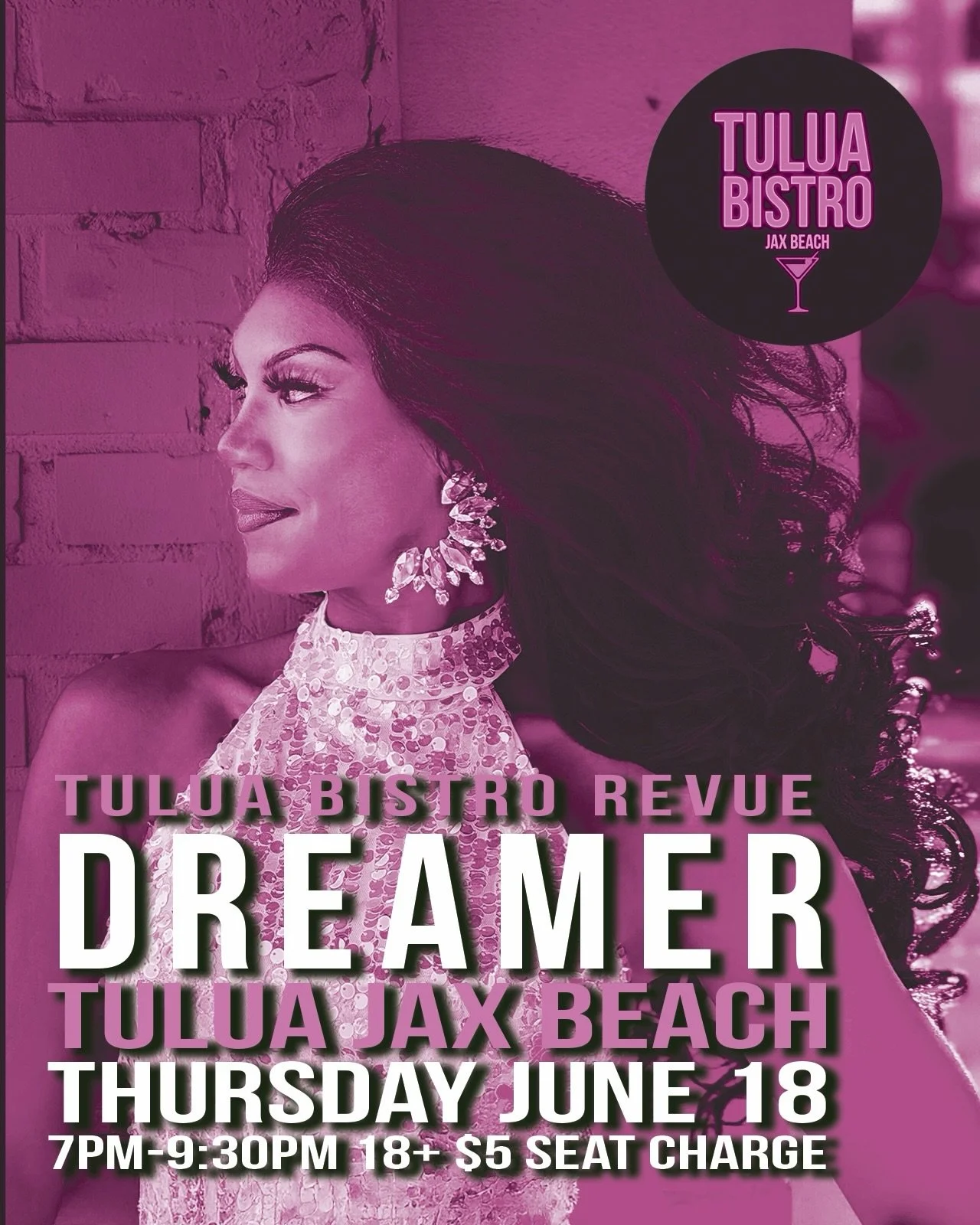 Dream a little dream of SHE! @dreamerk.black is gracing our floor this Thursday at @tuluabistro Jax Beach!