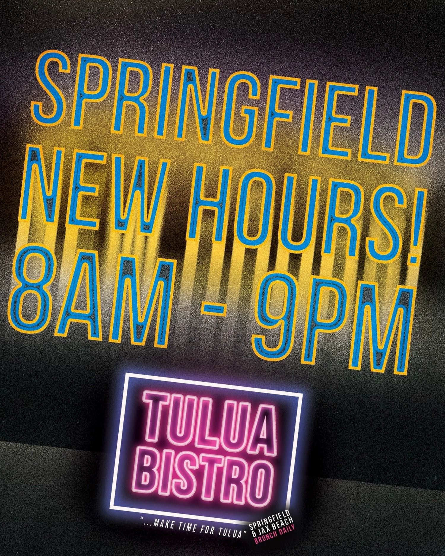Hey Springfield, we heard you, and now you can have us every day and every night in Springfield. Make Time for Tulua. ✨