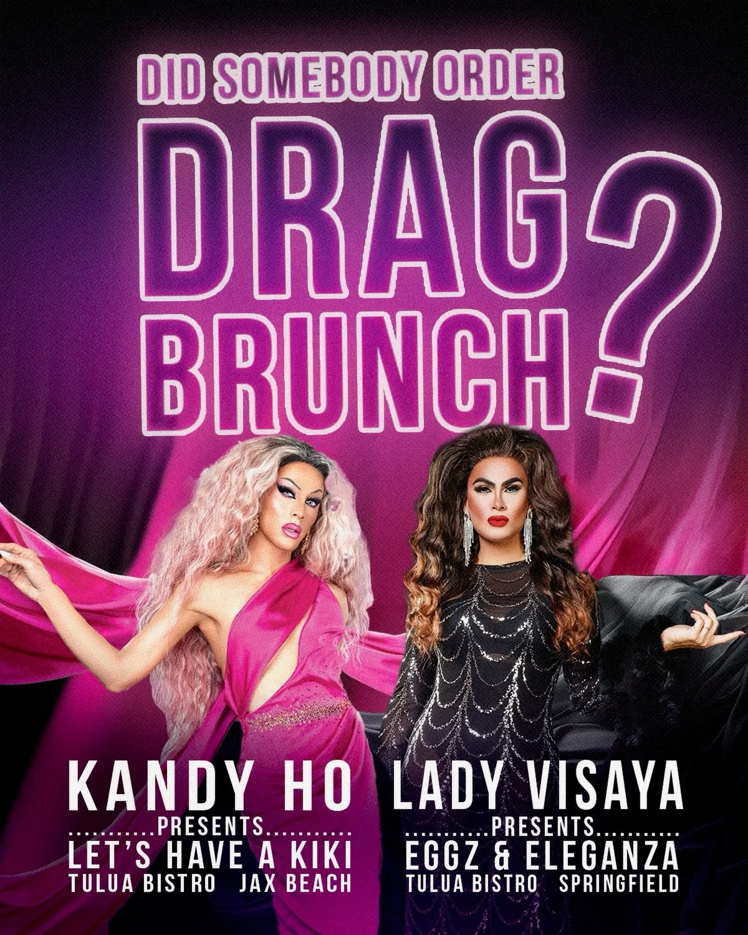 We a thrilled to announce that starting in October, @ho_kandy is our new show director for &ldquo;Let&rsquo;s Have a Kiki&rdquo; at our Jax Beach location while @theladyvisaya holds down the fort in Springfield with &ldquo;Eggz &amp; Eleganza&rdquo;!