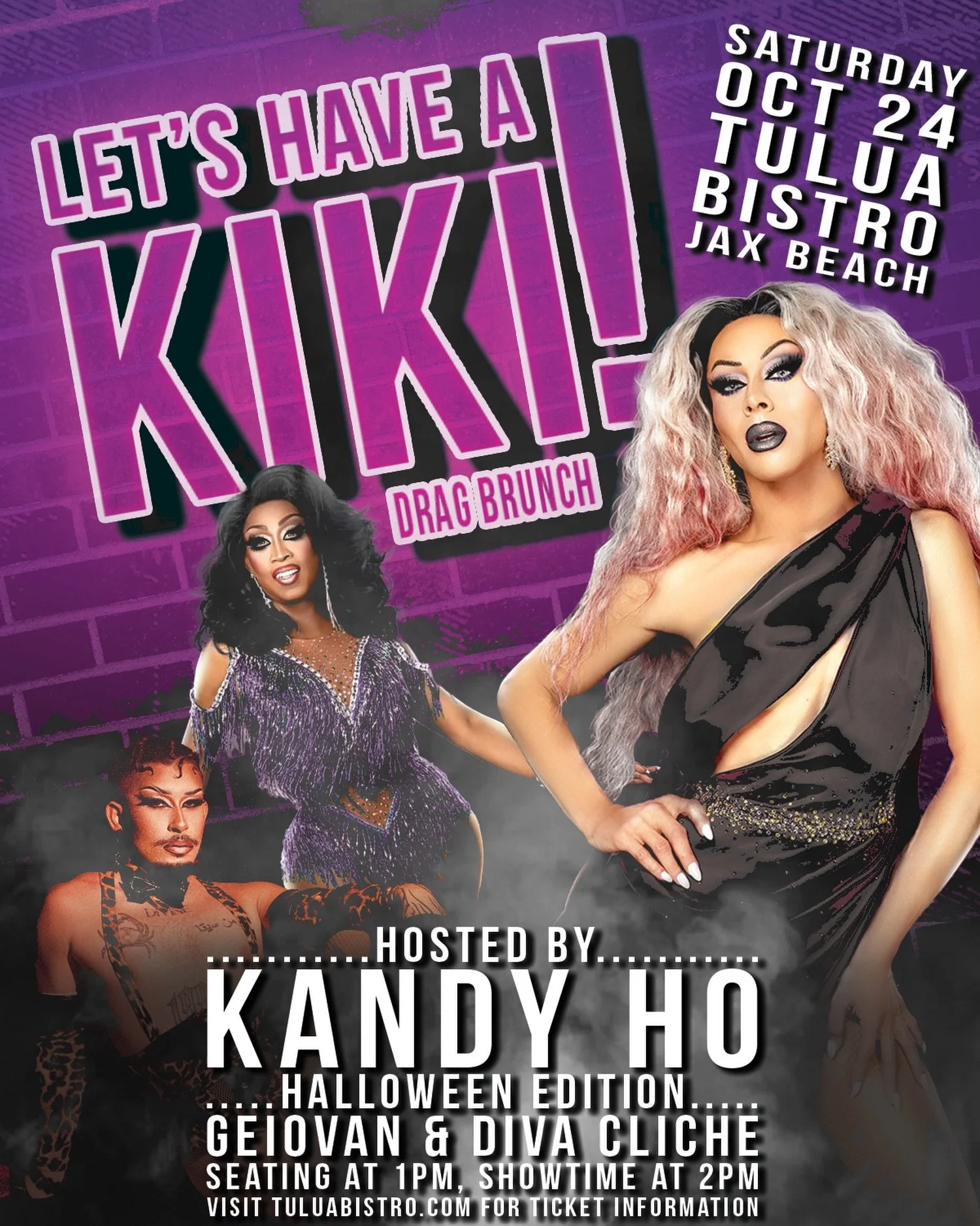 Let&rsquo;s Have a KiKi to DIE for! Oct 24 at Tulua Bistro Jax Beach with @ho_kandy , @geiovan_cliche , and @divacliche