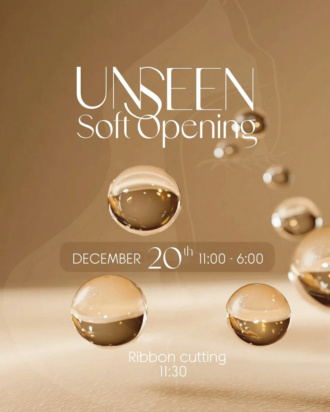 We&rsquo;re thrilled to invite you to the UNSEEN soft opening during Oasis Day Spa&rsquo;s annual Sip &amp; Shop on 12/20 from 11:00 to 6:00.
Ribbon cutting 11:30 ✨🤎

Become a Founding Member and unlock exclusive, event-only pricing on:
&bull; Toxin