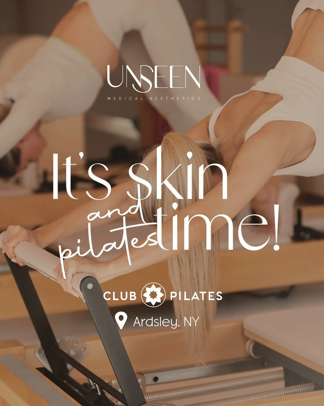 Unseen &times; Club Pilates Ardsley
1.24

Movement meets medicine.

Join us for founders access, curated skincare, and B12 injections designed to support energy, recovery, and performance&mdash;from the inside out.

Intentional care. Thoughtful medic