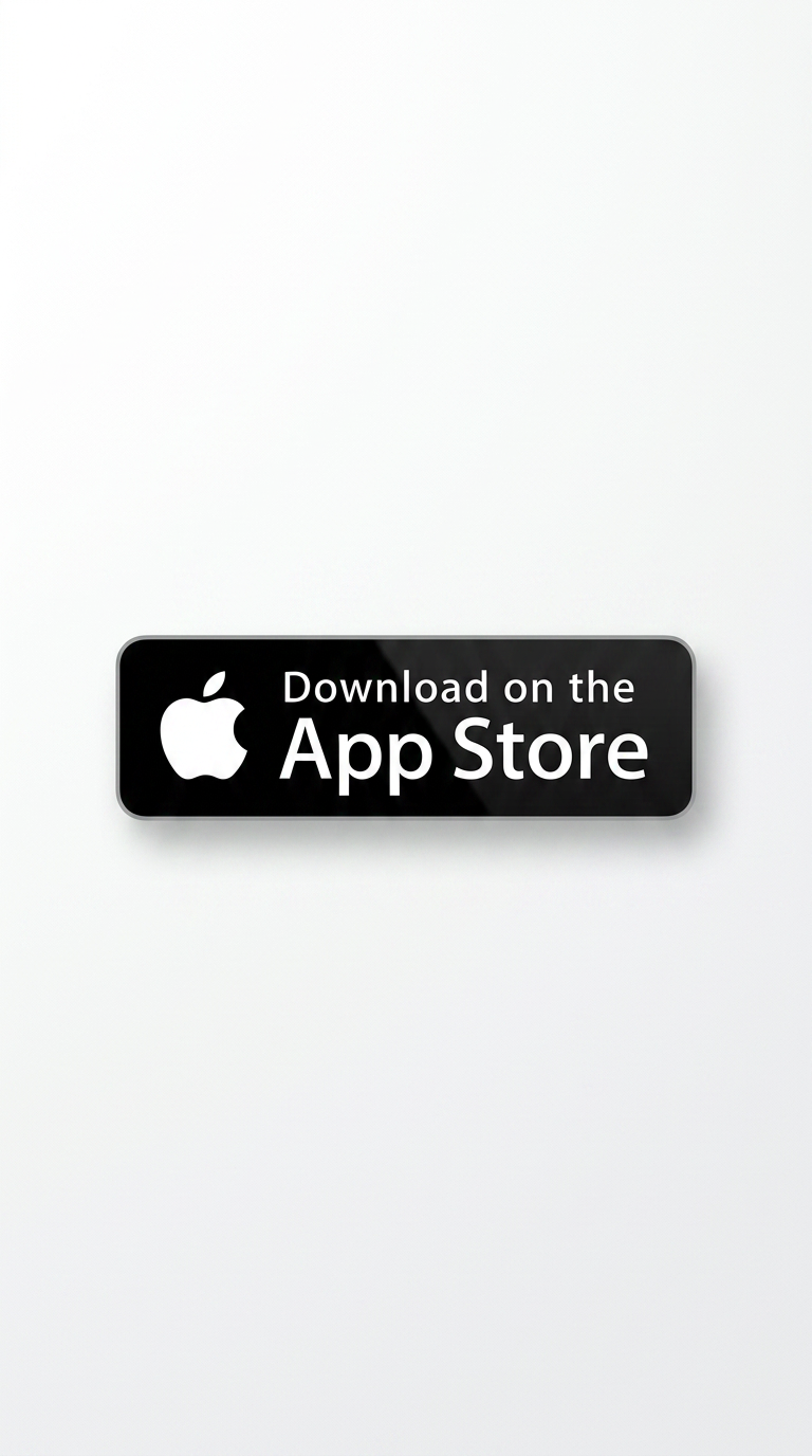 Black app store download button with Apple logo on a white background.