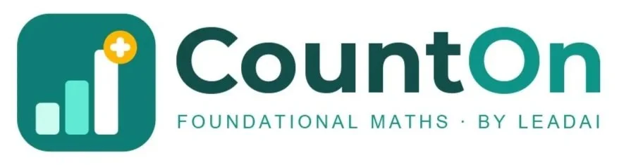 CountOn logo with bar chart icon, plus sign, and text 'CountOn, Foundational Maths by Leadi'.