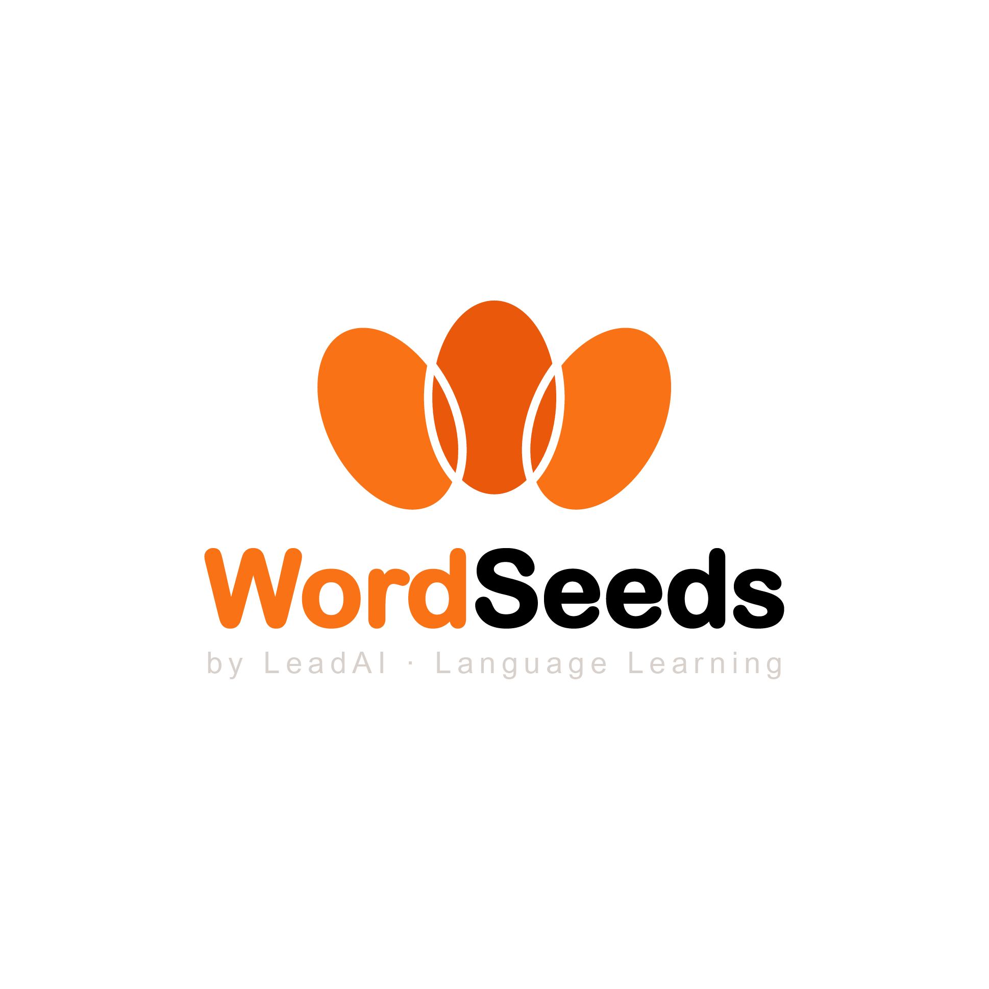 Black background with orange and white text and a design element in orange, promoting language learning resource 'Word of the Day' by LeadAI.
