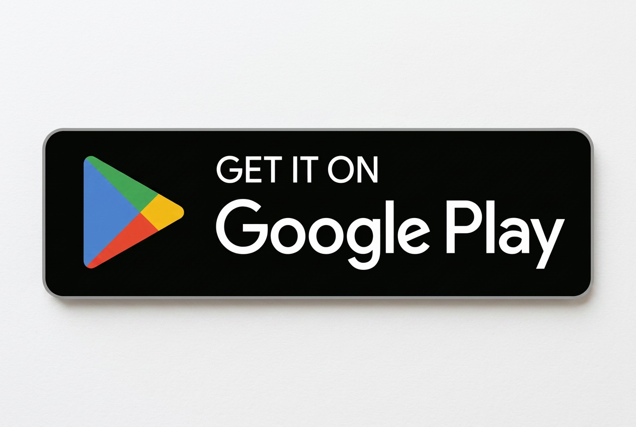 Google Play logo with text "Get it on Google Play" on a black background.