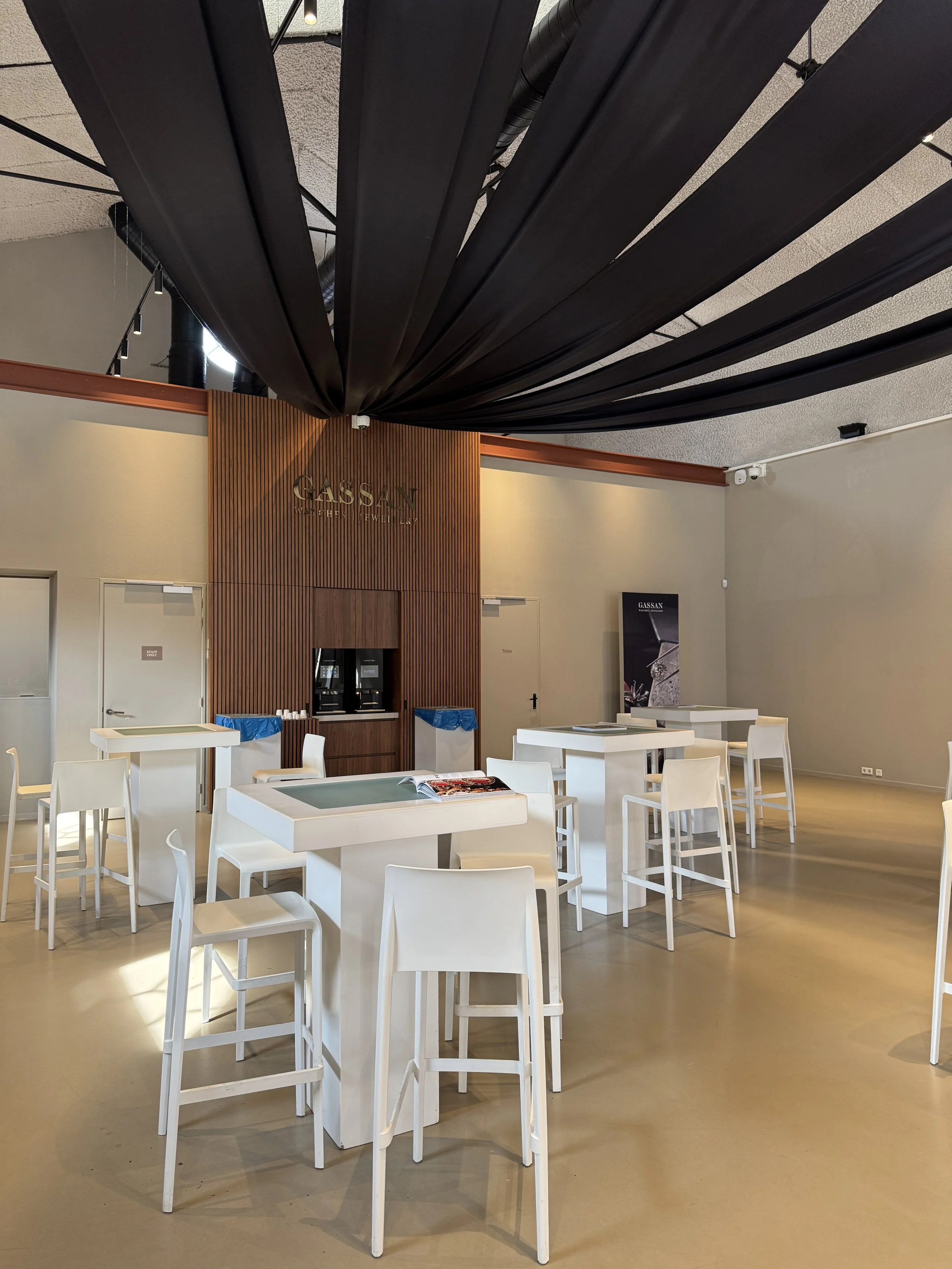 Interior seating area at House of Gassan diamond tour in Amsterdam with modern design