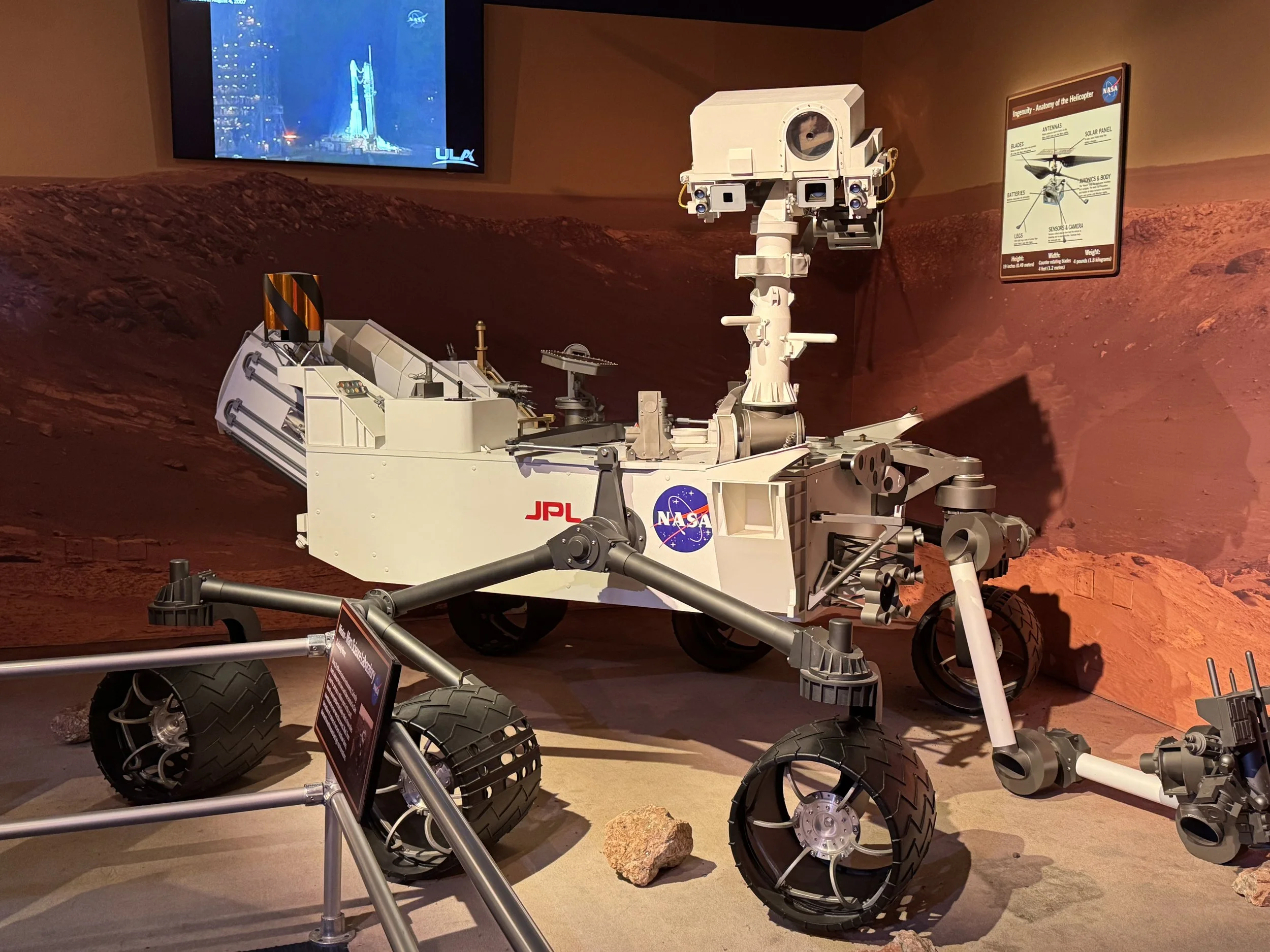 Mars rover model displayed in the Journey to Mars exhibit at Kennedy Space Center.